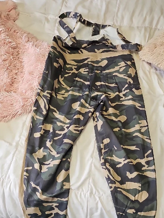 Camo Button-Front Overalls - Picture 8 of 8